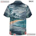 Blue Tropical Sunset Palm Tree Hawaiian Shirt Unisex Summer Beachwear Outfit Top