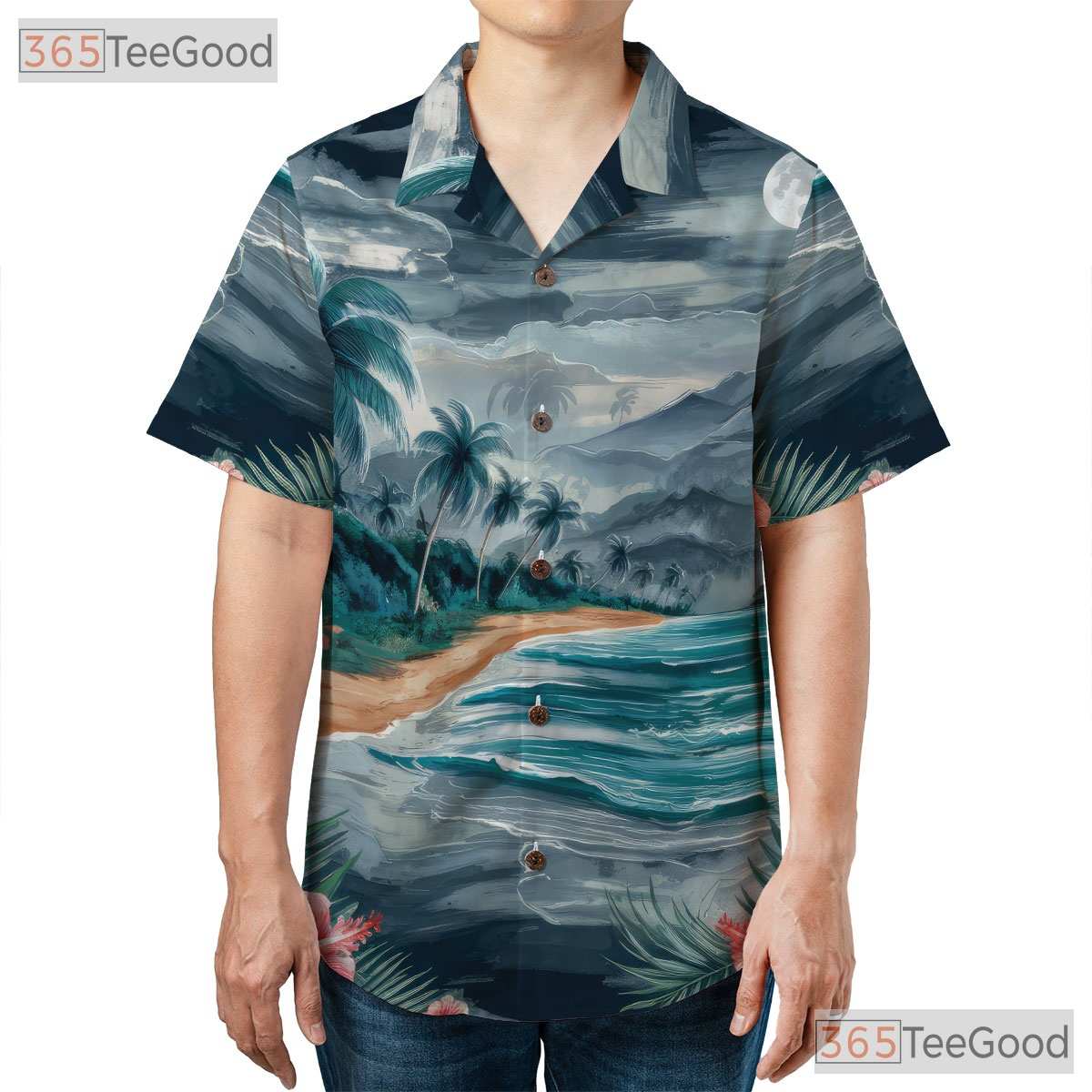 Blue Tropical Sunset Palm Tree Hawaiian Shirt Unisex Summer Beachwear Outfit Top