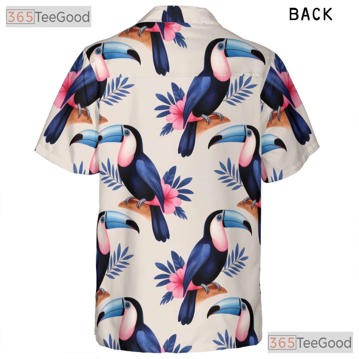 Blue Watercolor Toucan Hawaiian Shirt- Unisex Tropical Floral Bird Aloha Top