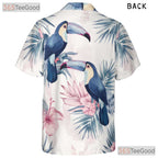 Blue Watercolor Toucan Tropical Floral Hawaiian Shirt Unisex Summer Beach Outfit