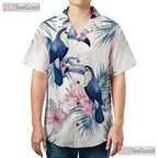 Blue Watercolor Toucan Tropical Floral Hawaiian Shirt Unisex Summer Beach Outfit