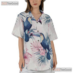 Blue Watercolor Toucan Tropical Floral Hawaiian Shirt Unisex Summer Beach Outfit
