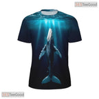 Ocean Blue Whale Animal Graphic Nature 3D Printed Casual Unisex Tee Shirt Top