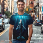 Ocean Blue Whale Animal Graphic Nature 3D Printed Casual Unisex Tee Shirt Top
