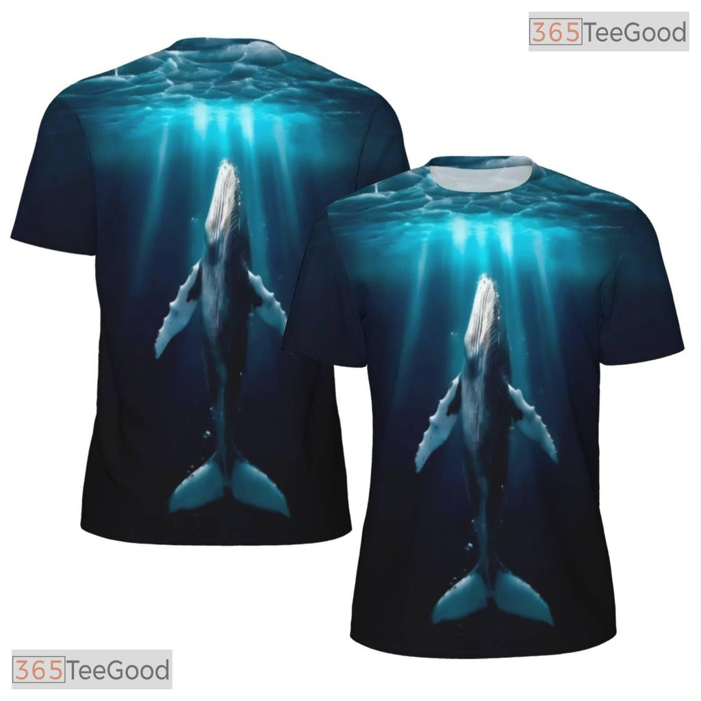 Ocean Blue Whale Animal Graphic Nature 3D Printed Casual Unisex Tee Shirt Top
