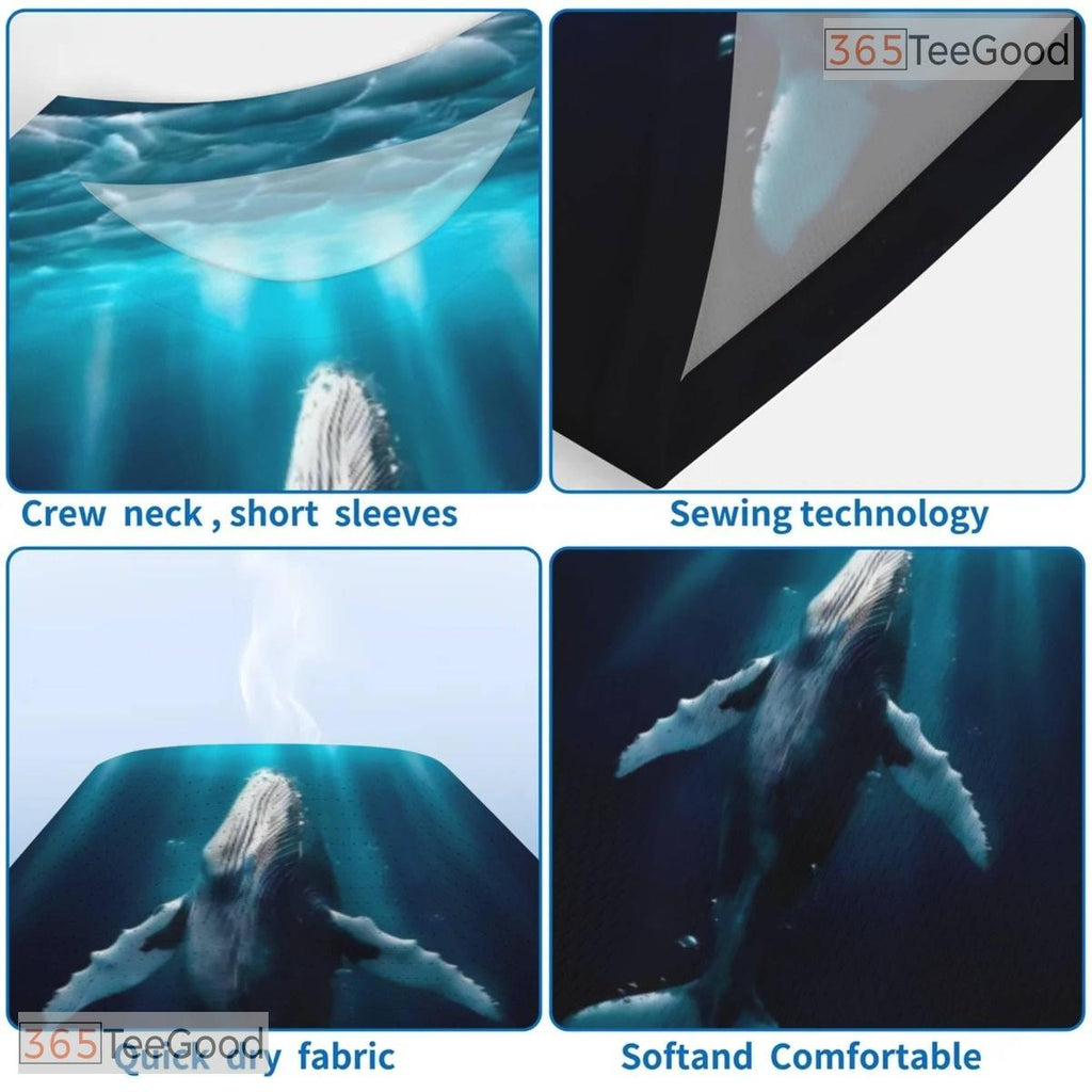 Ocean Blue Whale Animal Graphic Nature 3D Printed Casual Unisex Tee Shirt Top