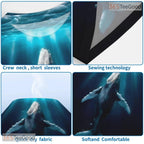 Ocean Blue Whale Animal Graphic Nature 3D Printed Casual Unisex Tee Shirt Top