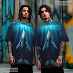 Ocean Blue Whale Animal Graphic Nature 3D Printed Casual Unisex Tee Shirt Top