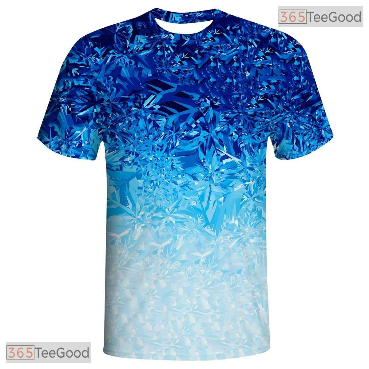 Blue White Ice Basketball Graphic Design 3D Printed Short Sleeve Unisex T-Shirt Top