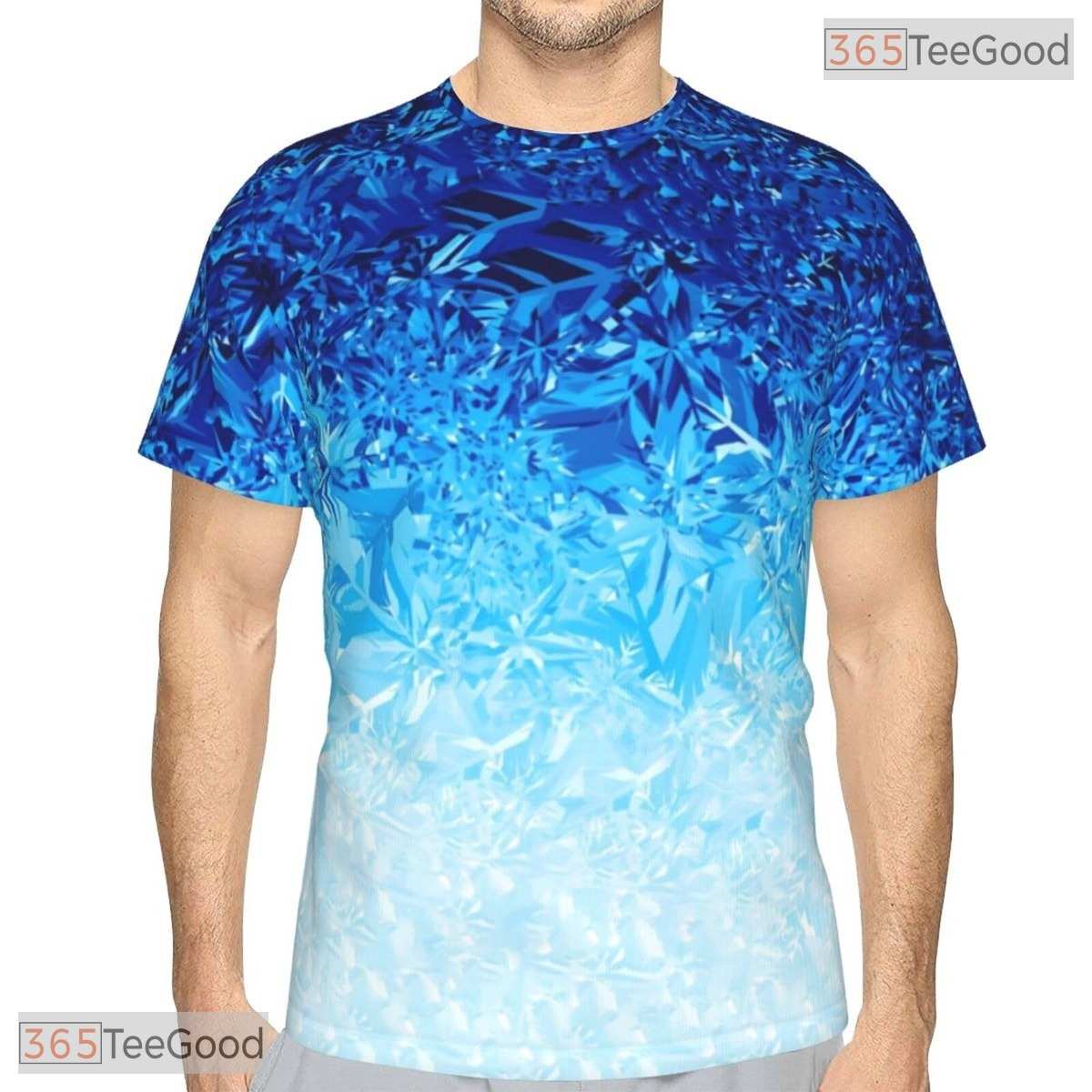 Blue White Ice Basketball Graphic Design 3D Printed Short Sleeve Unisex T-Shirt Top