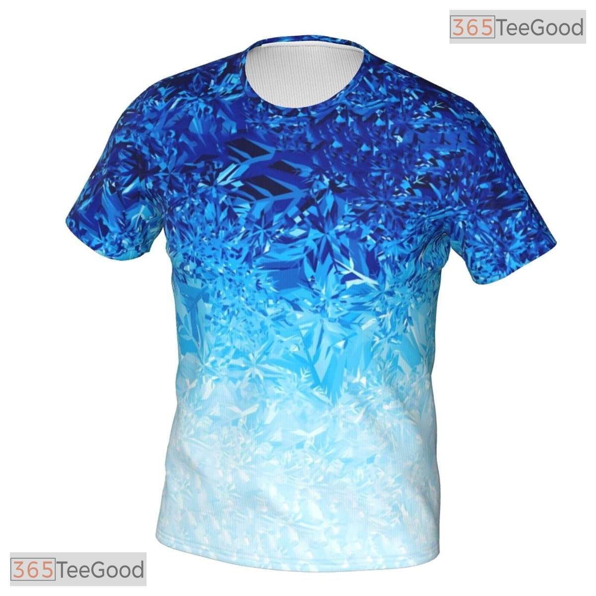 Blue White Ice Basketball Graphic Design 3D Printed Short Sleeve Unisex T-Shirt Top