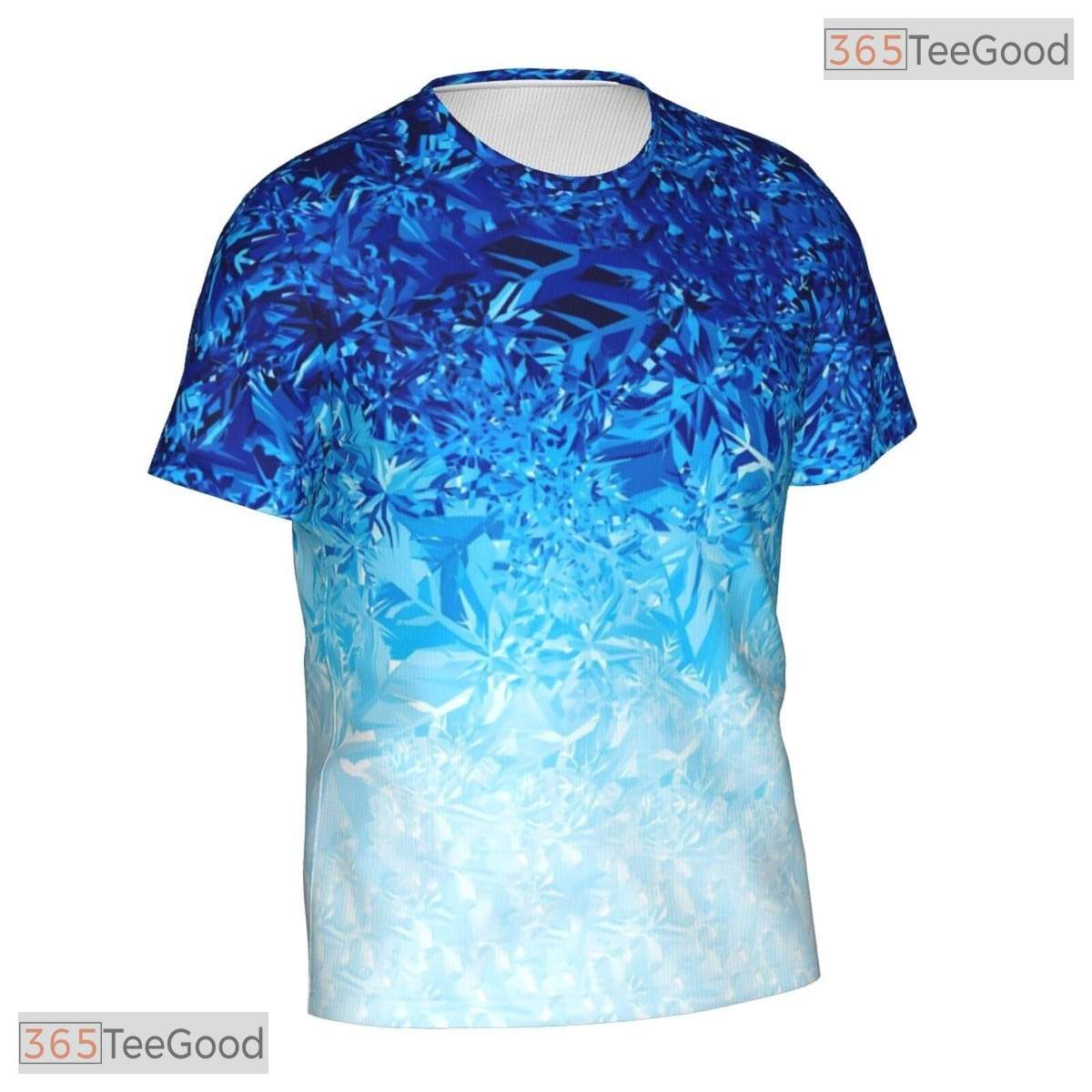 Blue White Ice Basketball Graphic Design 3D Printed Short Sleeve Unisex T-Shirt Top
