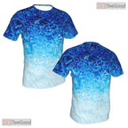 Blue White Ice Basketball Graphic Design 3D Printed Short Sleeve Unisex T-Shirt Top