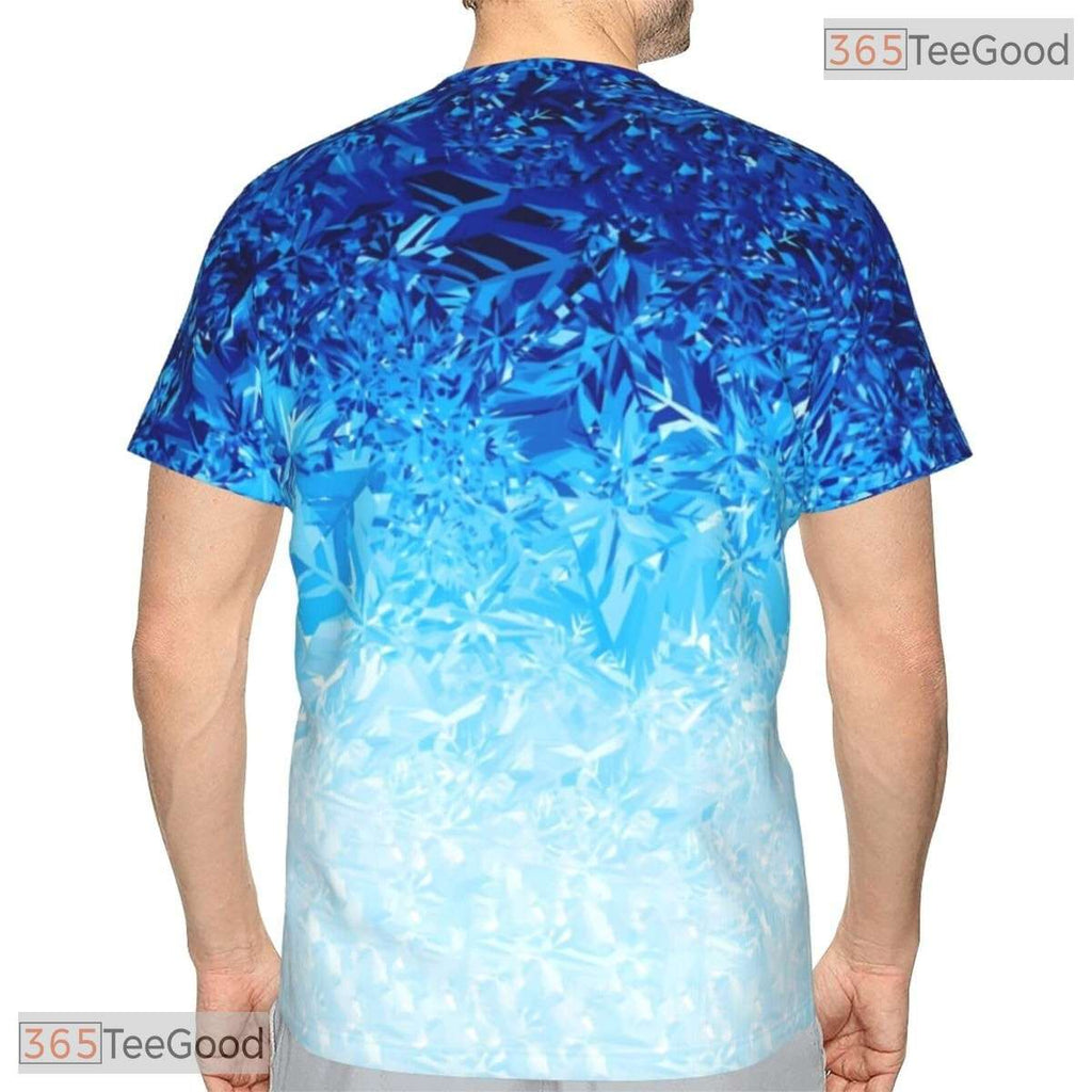 Blue White Ice Basketball Graphic Design 3D Printed Short Sleeve Unisex T-Shirt Top