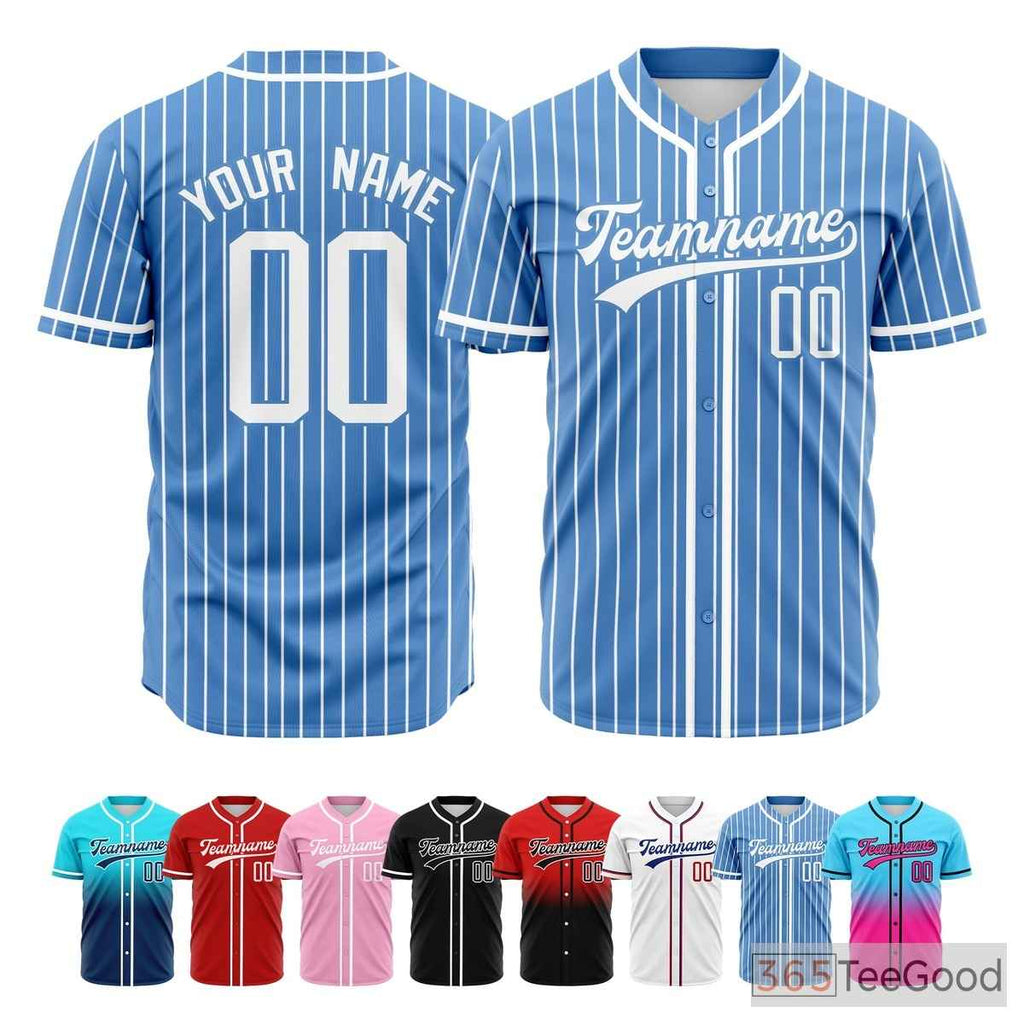 Blue White Striped Baseball Jersey Tee for Men & Women - A classic look for daily comfort