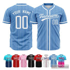 Blue White Striped Baseball Jersey Tee for Men & Women - A classic look for daily comfort