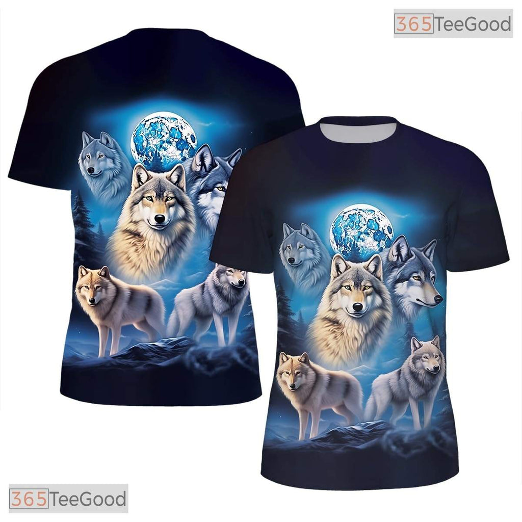 Blue Wolf American Flag Eagle 3D Graphic Printed Casual Unisex Tee Shirt Tops