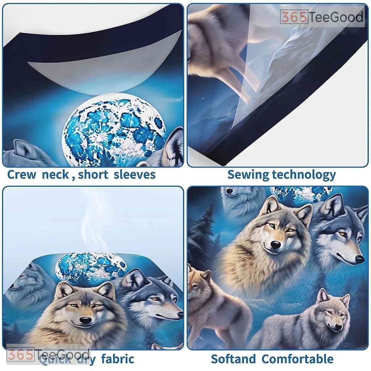 Blue Wolf American Flag Eagle 3D Graphic Printed Casual Unisex Tee Shirt Tops