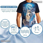 Blue Wolf American Flag Eagle 3D Graphic Printed Casual Unisex Tee Shirt Tops