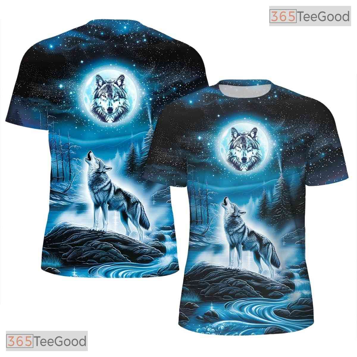 Cool Blue Wolf American Flag Eagle 3D Graphic Printed Casual Unisex Tee Shirt Tops