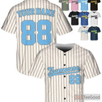 Blue & Cream Baseball Jersey Tee - Personalize with Stitched Name, Number & Logo