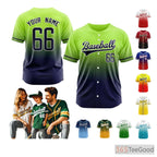 Blue & Green Baseball Jersey Tee for Men & Women - Design Your Custom Stitched Details
