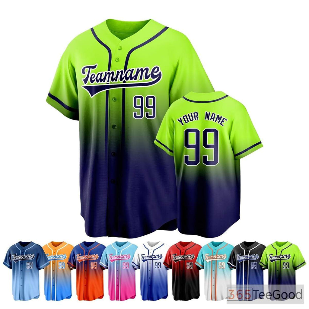 Blue & Green Baseball Jersey Tee for Men & Women - Personalize Your Player Look