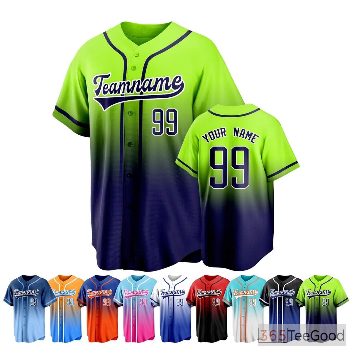 Blue & Green Baseball Jersey Tee for Men & Women - Personalize Your Player Look