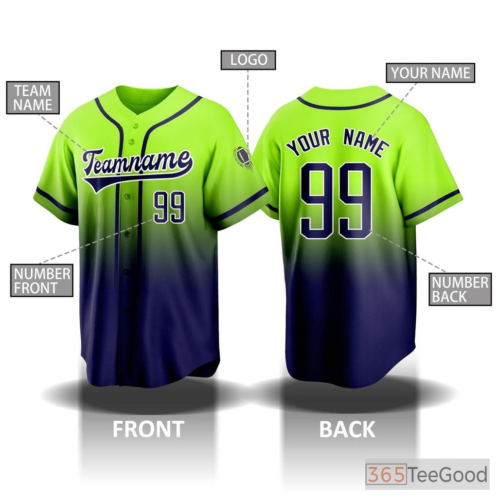 Blue & Green Baseball Jersey Tee for Men & Women - Personalize Your Player Look