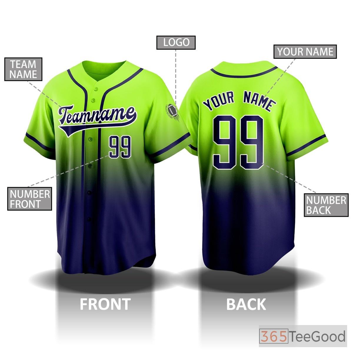 Blue & Green Baseball Jersey Tee for Men & Women - Personalize Your Player Look