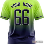 Blue & Green Baseball Jersey Tee for Men & Women - Design Your Custom Stitched Details