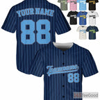 Blue & Navy Baseball Jersey Tee for Men & Women - Customize Your Name, Number & Logo