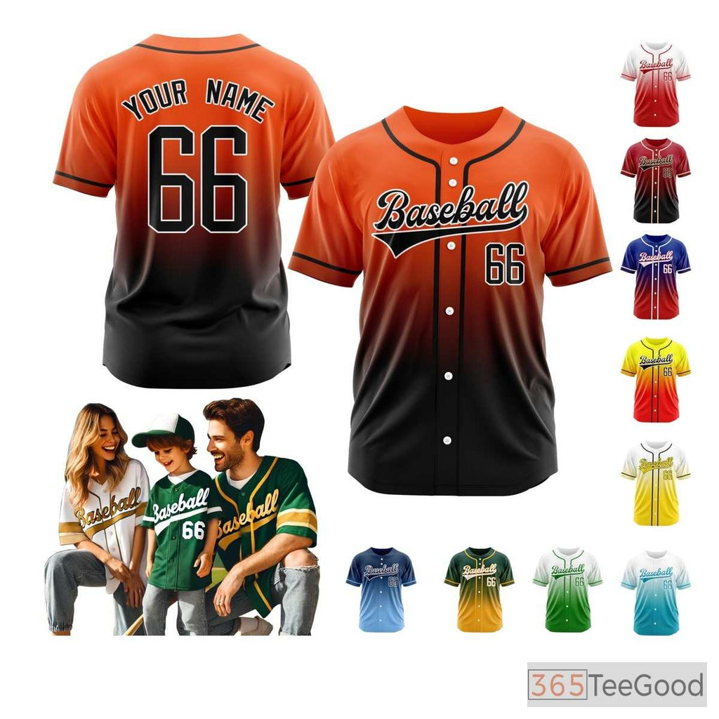 Blue & Orange Baseball Jersey Tee for Men & Women - Design Your Personalized Stitched Look