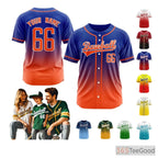 Blue & Orange Baseball Jersey for Men & Women - Personalized Team Name & Number