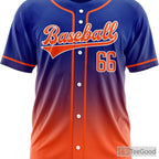 Blue & Orange Baseball Jersey for Men & Women - Personalized Team Name & Number