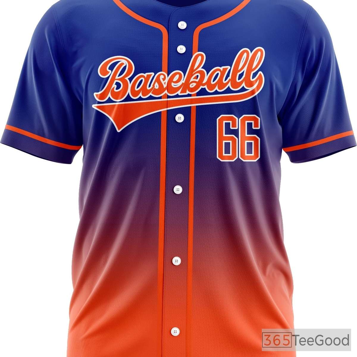 Blue & Orange Baseball Jersey for Men & Women - Personalized Team Name & Number