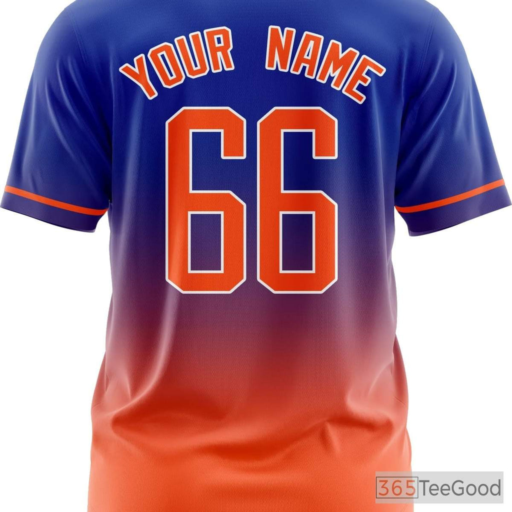 Blue & Orange Baseball Jersey for Men & Women - Personalized Team Name & Number