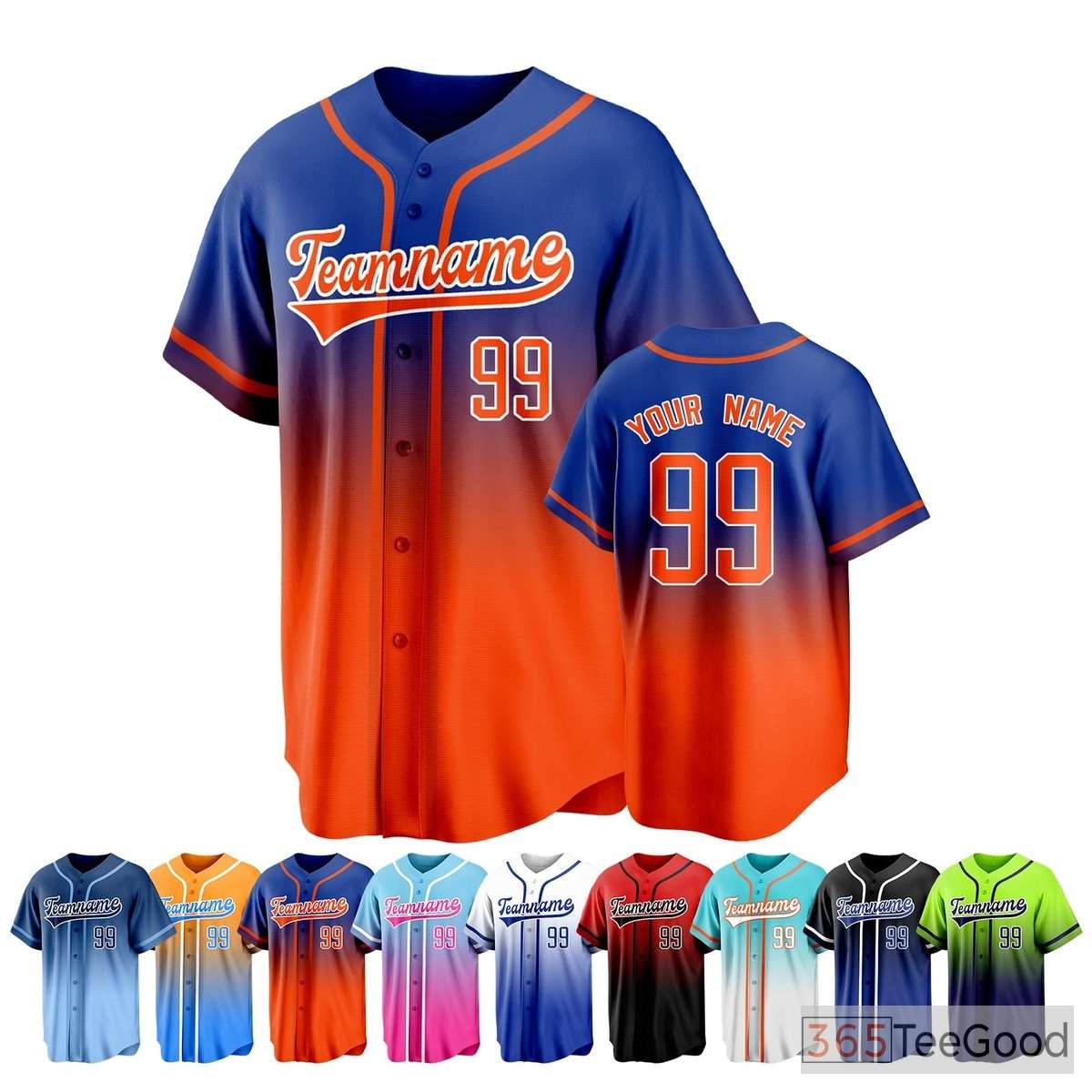 Blue & Orange Custom Baseball Jersey for Men & Women - Add Your Name & Number