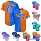Blue & Orange Custom Baseball Jersey Shirt Personalized Unisex Button Down Team Tee