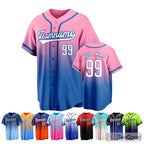 Blue & Pink Baseball Jersey Tee for Men & Women - Custom Stitched Name & Number