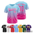Blue & Pink Baseball Jersey Tee for Men & Women - Customizable Name & Number
