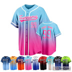 Blue & Pink Baseball Jersey Tee for Men & Women - Personalized Name, Number & Logo