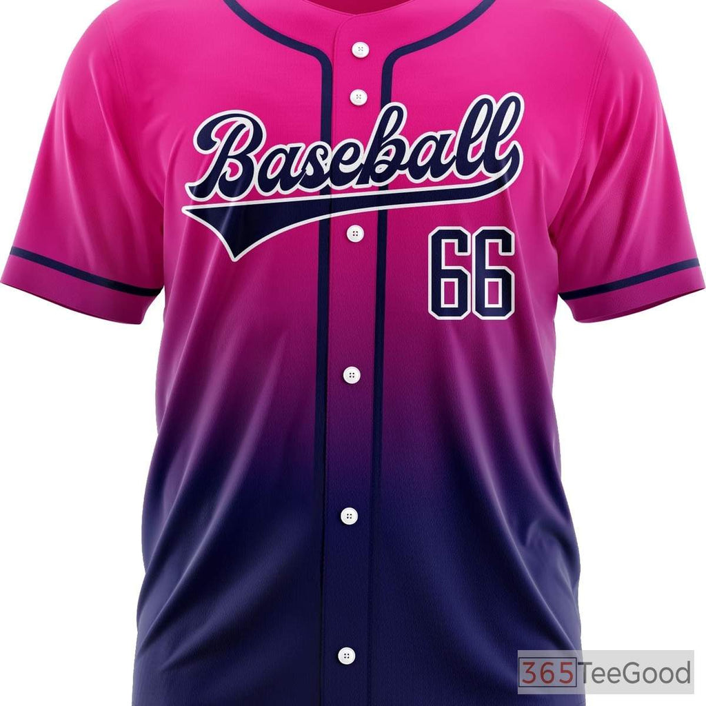 Blue & Pink Baseball Jersey Tee - Personalized with Your Name, Number & Logo
