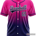 Blue & Pink Baseball Jersey Tee - Personalized with Your Name, Number & Logo