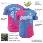 Blue & Pink Baseball Jersey Tee - Personalized Stitched Name & Number Custom Design