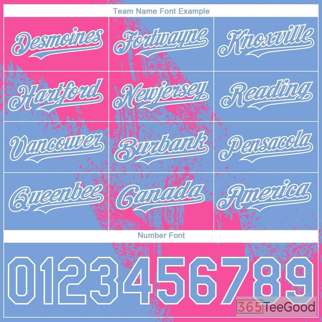 Blue & Pink Baseball Jersey Tee - Personalized Stitched Name & Number Custom Design