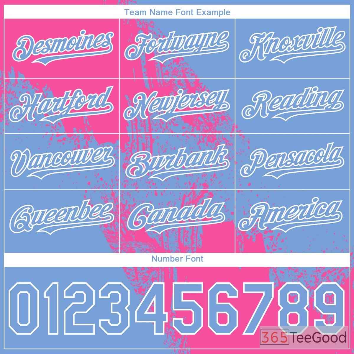 Blue & Pink Baseball Jersey Tee - Personalized Stitched Name & Number Custom Design