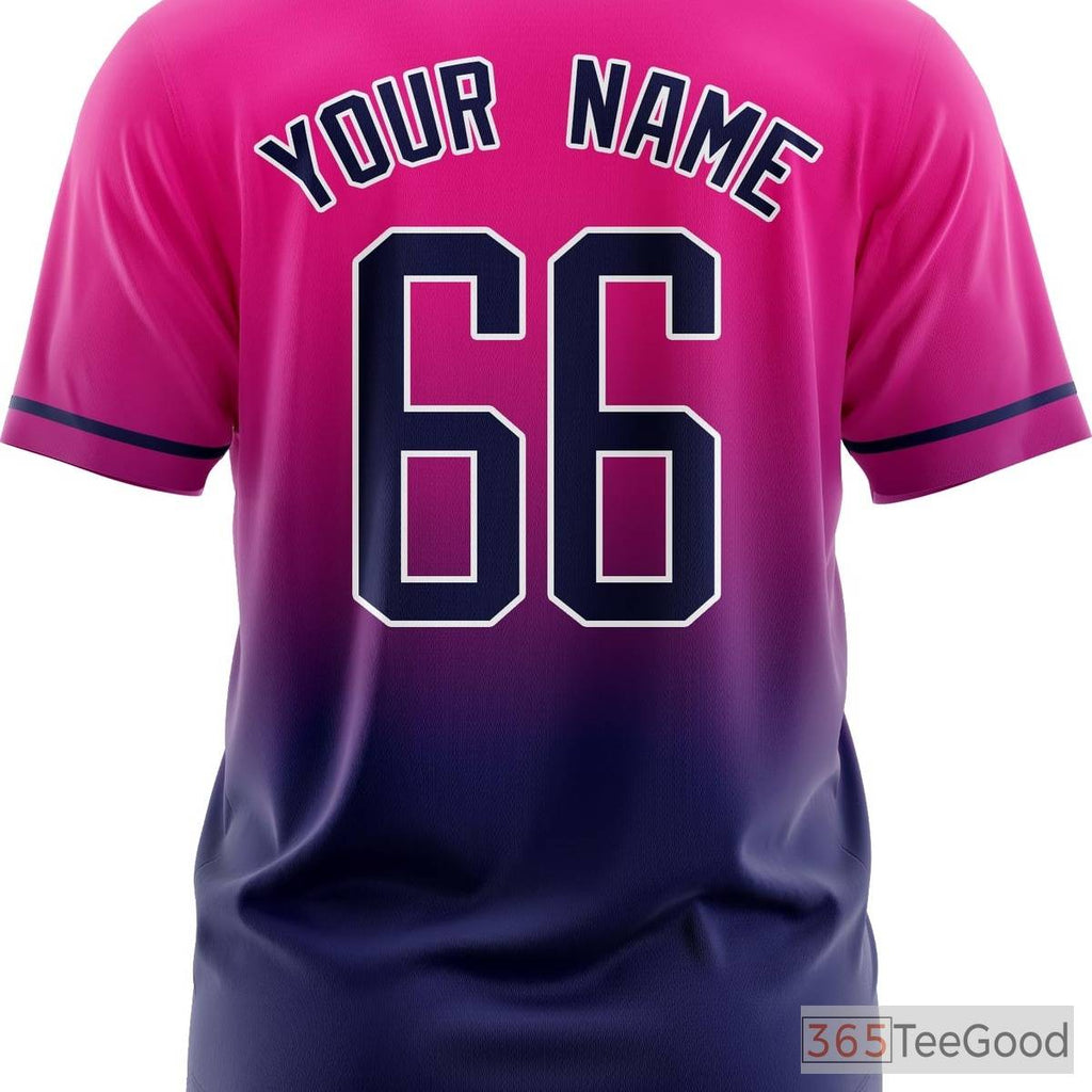 Blue & Pink Baseball Jersey Tee - Personalized with Your Name, Number & Logo