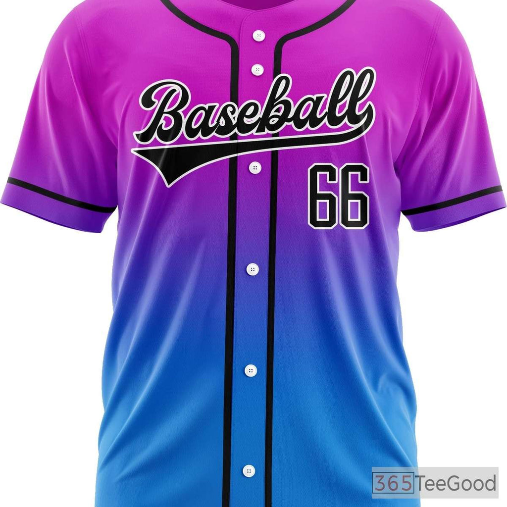 Blue & Purple Baseball Jersey Tee for Men & Women - Design Your Stitched Player Look