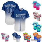 Blue & White Custom Baseball Jersey Button Down Personalized Unisex Fan Sports Tee